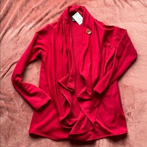 Bobeau Drape Cardigan with Button